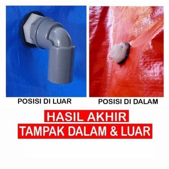 PREMIUM pembuangan air / sirkulasi kolam terpal 3/4" tiga per empat inch outlet terpal 3/4" outlet