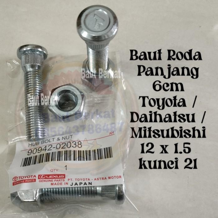 PREMIUM Baut roda kijang panjang 6cm baut mur roda toyota kijang 6cm