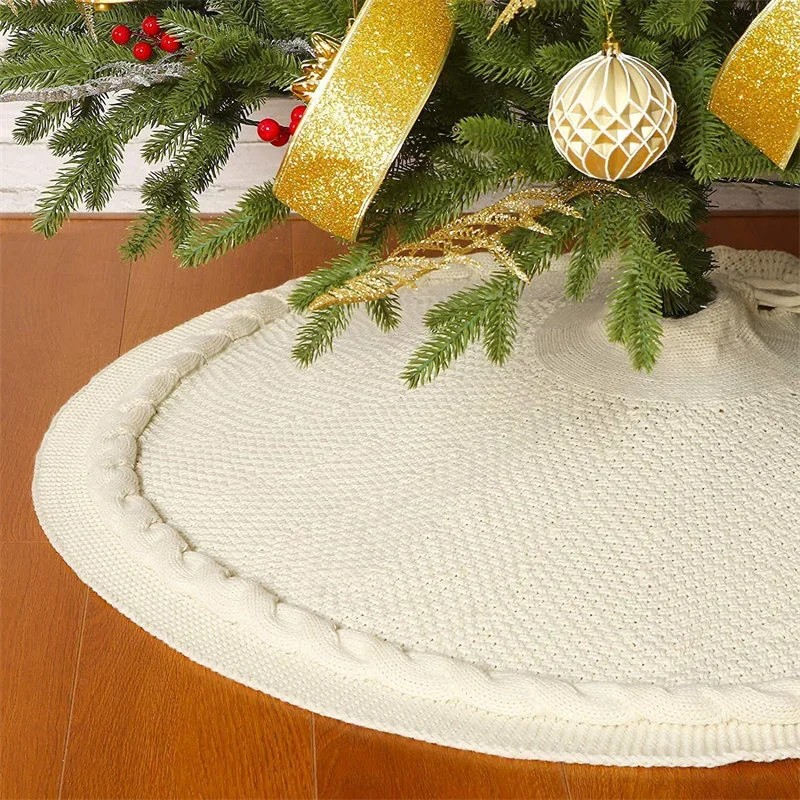 48 Inch Christmas Tree Skirt Knitted Christmas Decoration Supplies Red Knitted Navidad Christmas Tre