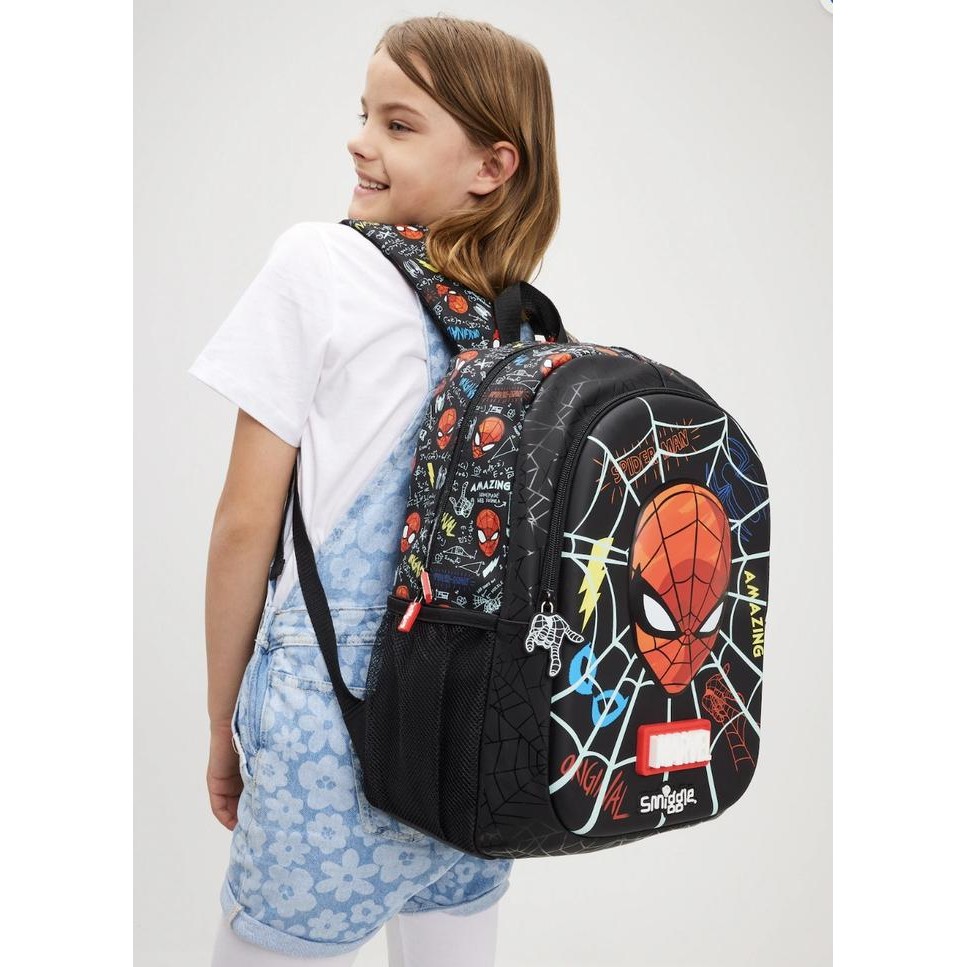 Smiggle New Black Spiderman Backpack