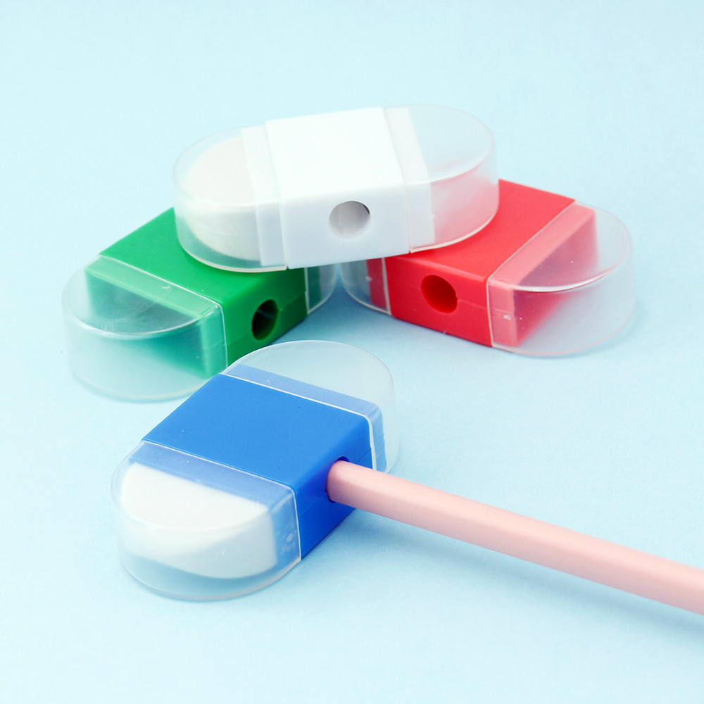 

2 In 1 School Office Supplies Pencil Sharpener With Eraser Function, Portable Hand-Held Pencil