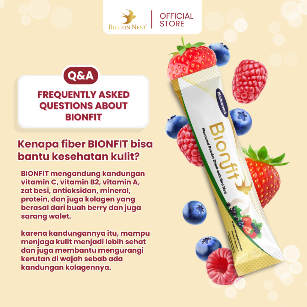 

BIONFIT - Blackcurrant Fiber Drink with Bird's Nest - 3 Sachet
