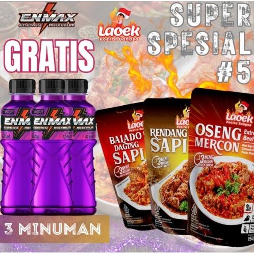 

Super Spesial #5 Balado daging sapi / Rendang sapi / Oseng mercon / ENMAX rasa anggur Makanan Pedas