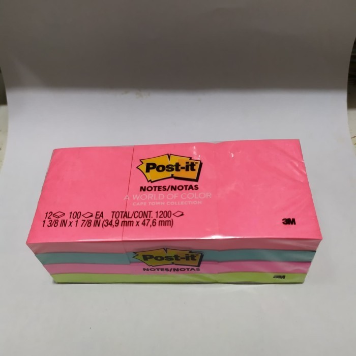 

3M Post-it 653 Assorted Neon 1,5x2 Inch multiwarna (PAK@12PAD)