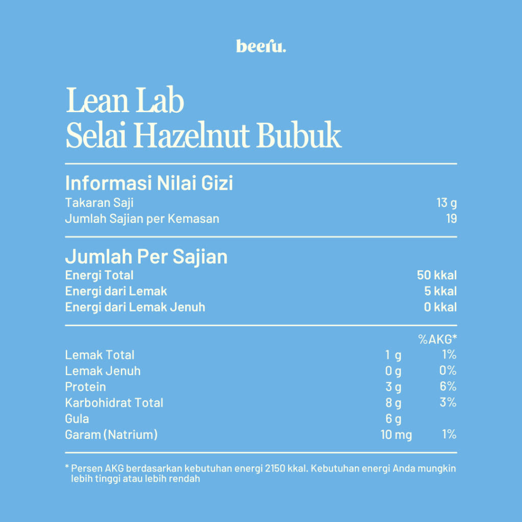 

Lean Lab Peanut Butter Powder 1/3 PB Hazelnut