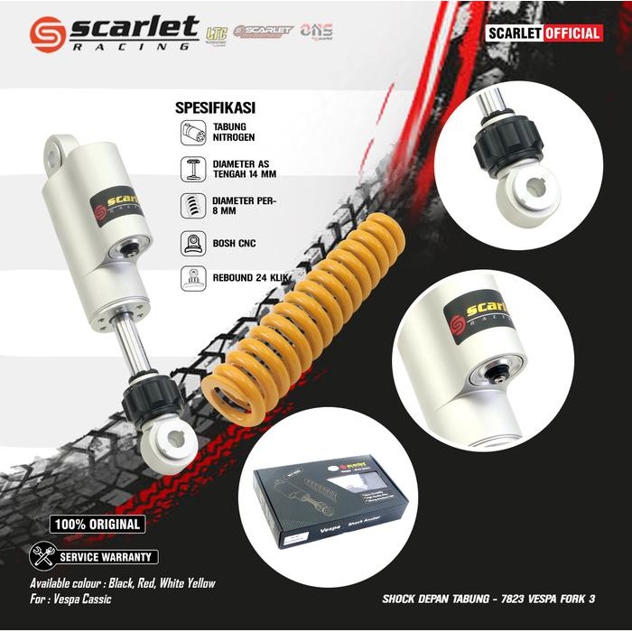 BURUAN,. SCARLET RACING SHOCK BREAKER SKOK DEPAN TABUNG MOTOR VESPA KLASIK 7823 FORK3 MOTORCYCLE