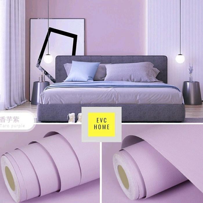 Premium Wallpaper Sticker Dinding Polos Ungu Soft Lilac