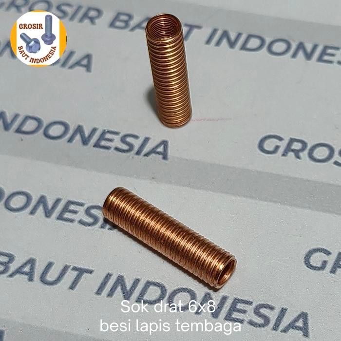 PREMIUM Sok Drat M6x8 Besi Lapis tembaga