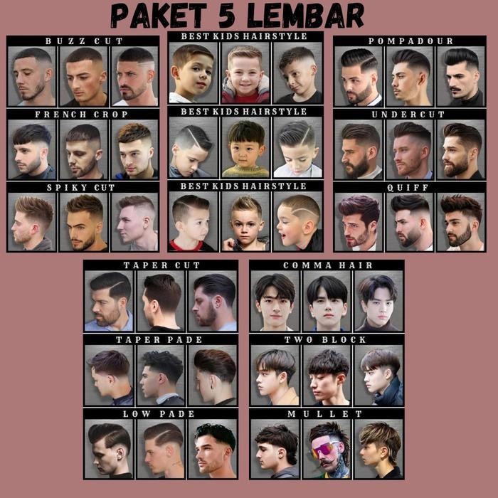 Poster barbershop murah poster barbershop gambar potong rambut foto model pangkas rambut