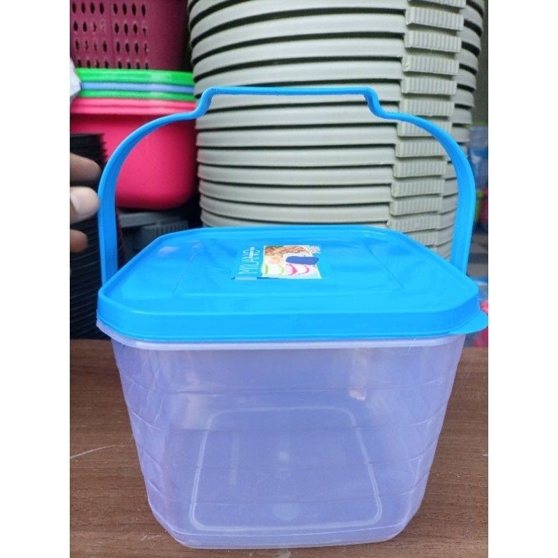 Bombardilomedis Celoviashop(6Pcs) Toples Plastik Segi 5 Liter Gagang / Kotak Makan Snack / Toples