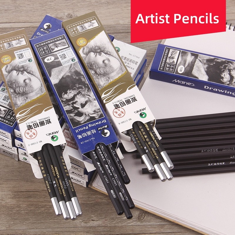 

8/12/24Pcs Maries Profession Sketch Pencil For Drawing Painting 14B 12B 8B 6B 4B 2B Hb B School Art