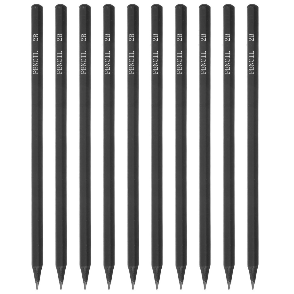 

10 Pcs Black Hexagonal Pencils Smooth Writing Professional Sketching Drawing 2B Graphite Lead Core