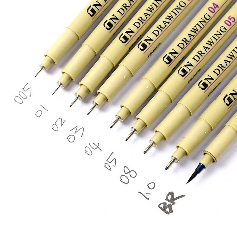 

1 Piece Pigment Liner Ink Marker Pen 0.05 0.1 0.2 0.3 0.4 0.5 0.6 0.8 Different Tip Black Fineliner