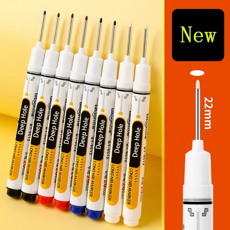 

8Pcs/Set Deep Hole Long Head Markers Extended Nib 20Mm For Woodworking Metal Multi-Functional