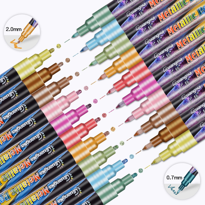 

6/24 Colors Acrylic Metallic Marker Pens Extra Fine Point Paint Pen Art Permanent Markers Painting