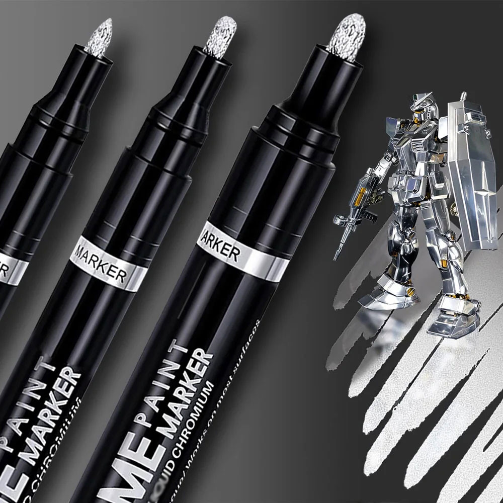 3/1Pcs Mirror Chrome Marker Pen Set, Diy Gold Silver Reflective Paint Art Mirror Chrome Marker Pen