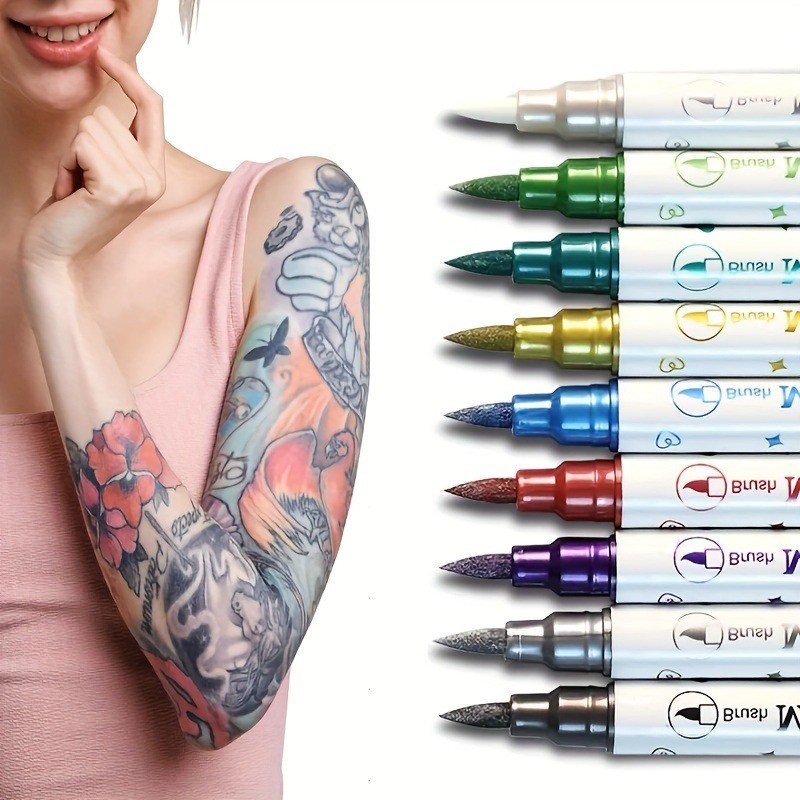 

Temporary Tattoo Pen With Tattoo Templates Set,Body And Facial Coloring Tattoo Marker For Temporary
