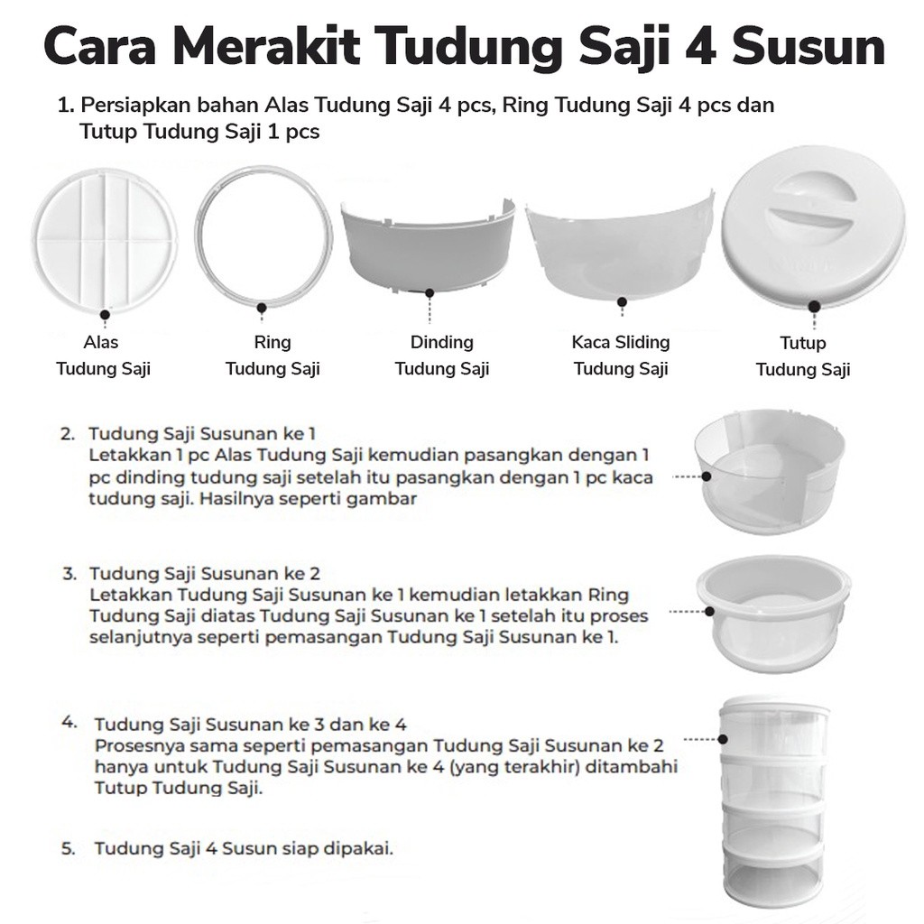 Terapitrendy Food Storage 4 Susun / 5 Susun - Tudung Saji Susun 4 Layer Warna