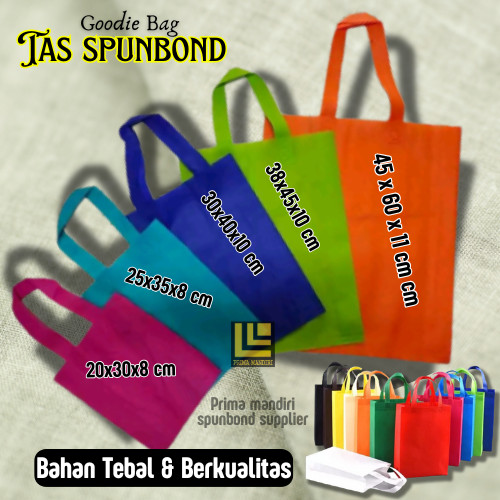 ( 12 Pcs ) Goodie bag tas spunbond TEBAL size jumbo,besar,sedang,kecil tas kain belanja tas souvenir