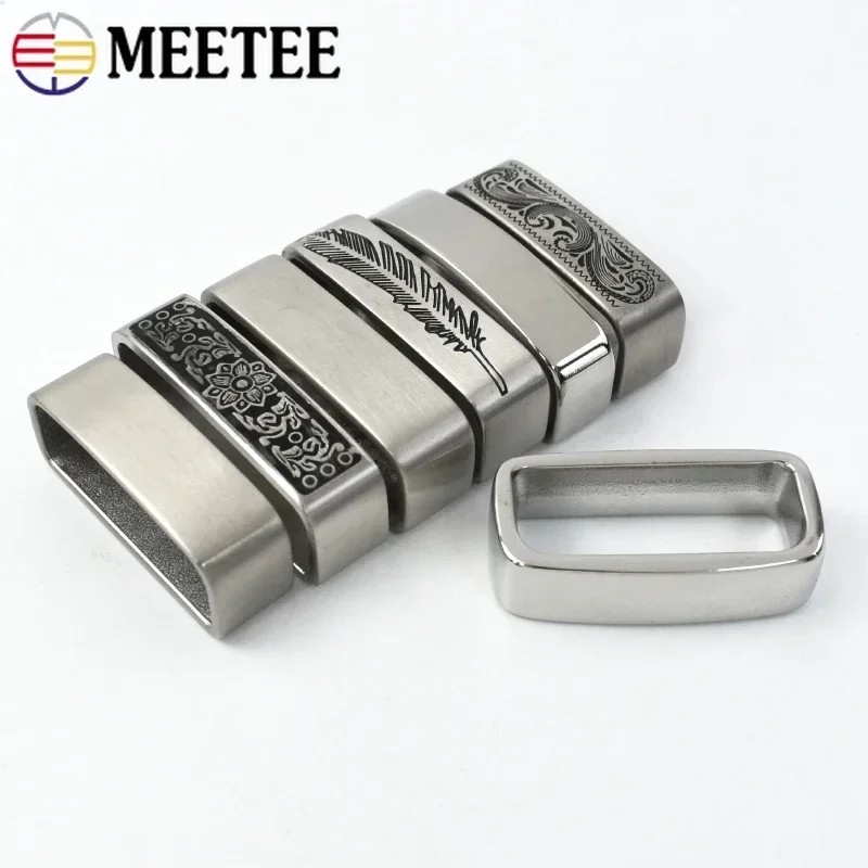 

Meetee 2Pcs 35/40Mm Solid Stainless Steel Metal Ring Belt Loop Buckles Men'S Keeper Jeans Clothing