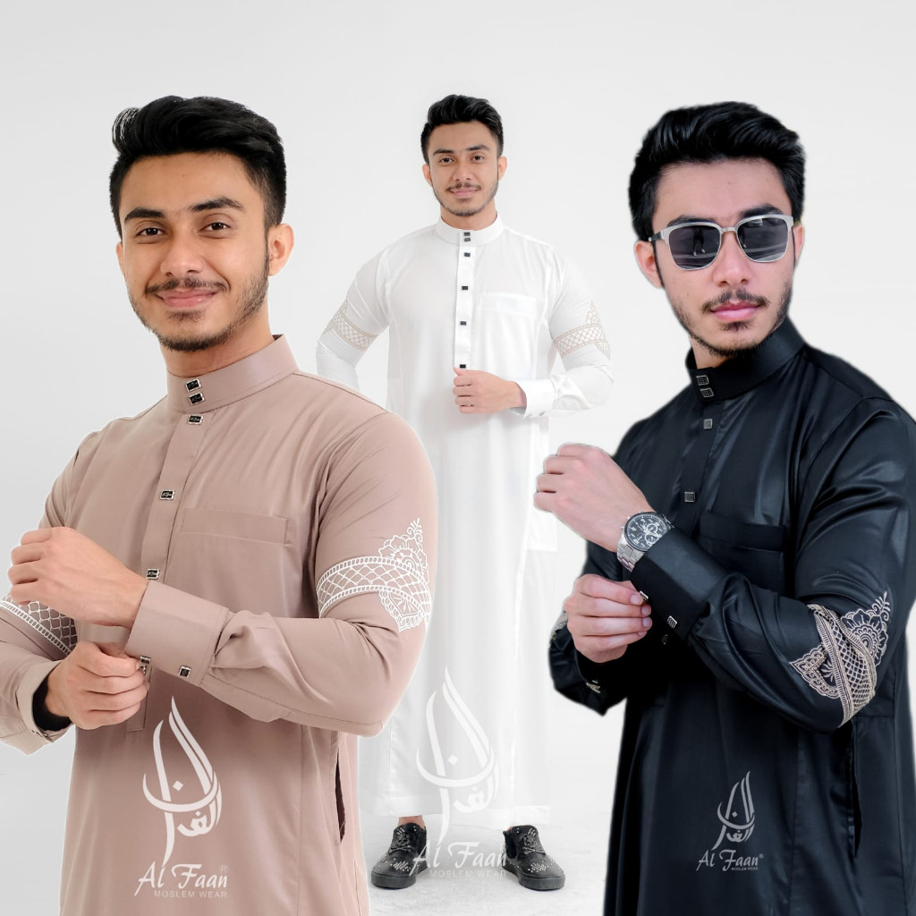PROMO / Jubah Slimfit Pria Gamis Pria Jubah Bordir Terbaru Gamis Alfaan Jubah Pria Muslim Bordir