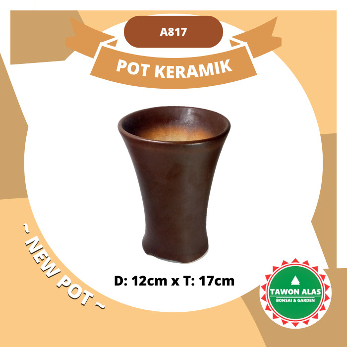 POT BONSAI KERAMIK TINGGI BUNDAR CASCADE MAME