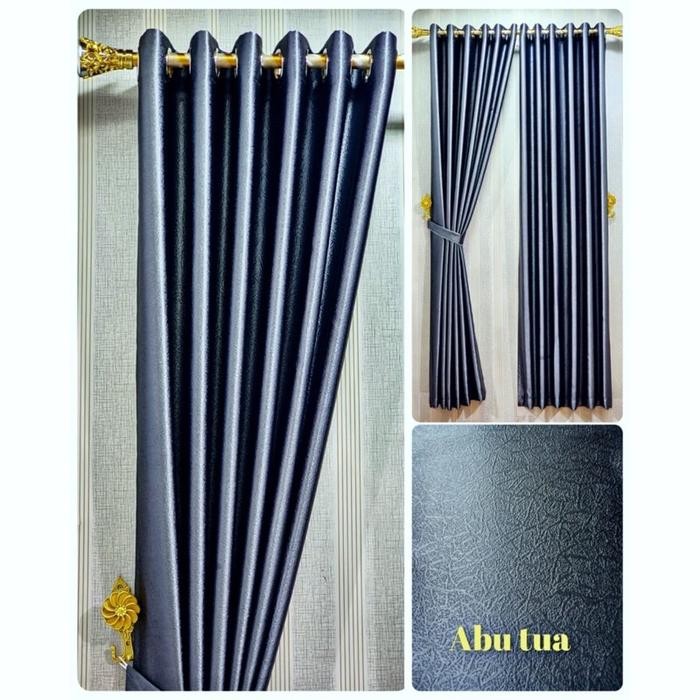 ..... Gorden Blackout Glossy Polos Embos Premium Smokring Tebal Abu Tua