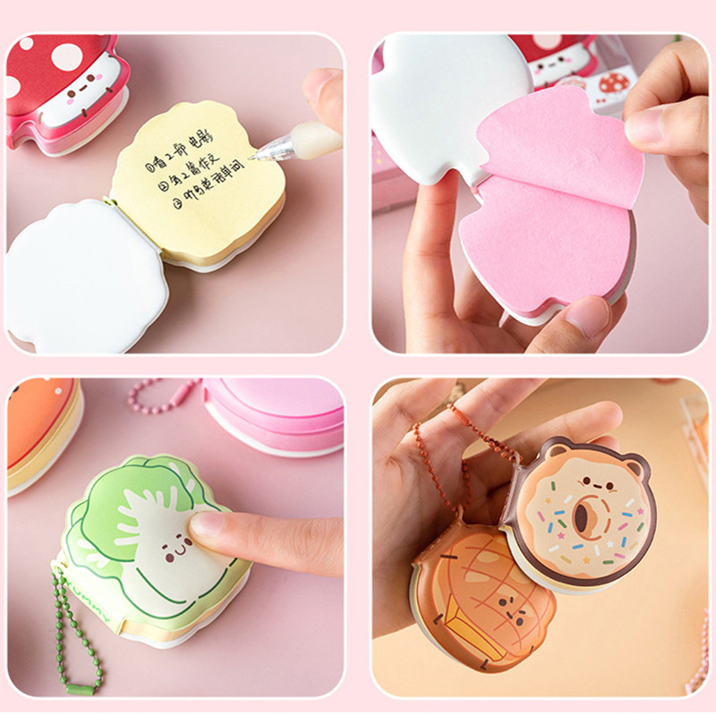 

4 Pcs Mini Cute Cartoon Memo Pad Game Console Vegetable Bread Shape Sticky Note Portable Message