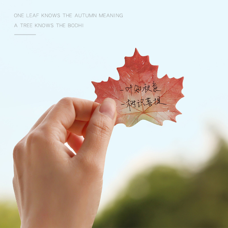 

1Pc 25 Pages Shaped Leaves Scratch Pad, Green Plants Markers Information Sticky Notes School Office