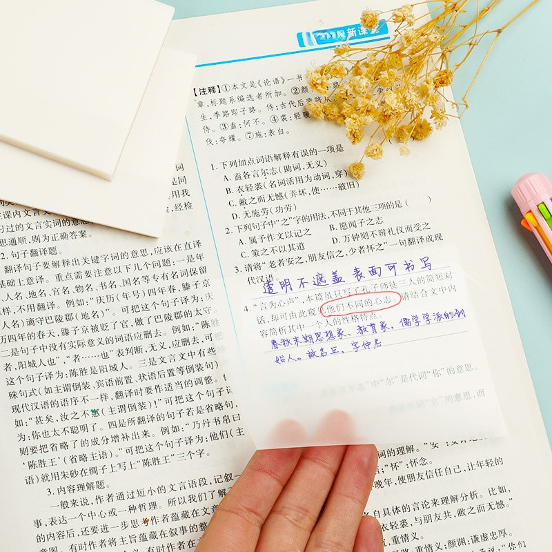 

50Sheets/Set Transparent Sticky Note Pads Waterproof Self-Adhesive Memo Notepad School Office