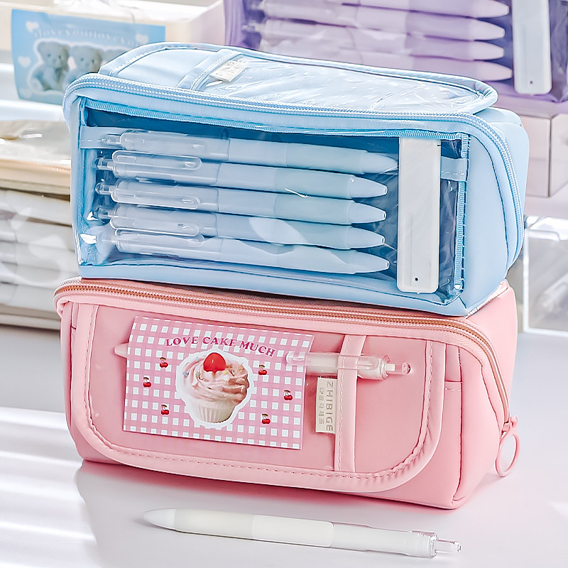 

Flip Prism Pencil Bag Transparent Large Capacity Stationery Box New Junior High School Student