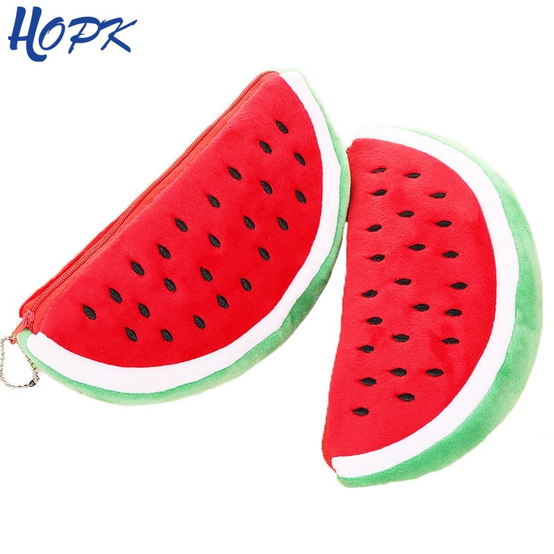 

Watermelon Pencil Case Cute Fruit Kawaii Plush Large Capacity Pencil Bag Cosmetics Case For Kids