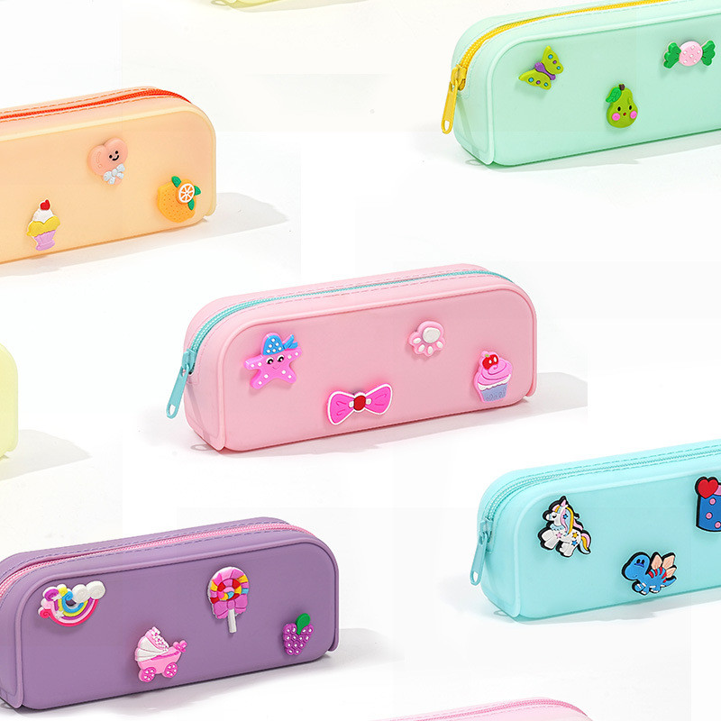 

Kawaii Cartoon Silicone Pencil Case Student Stationery Large Capacity Waterproof Pencil Box School