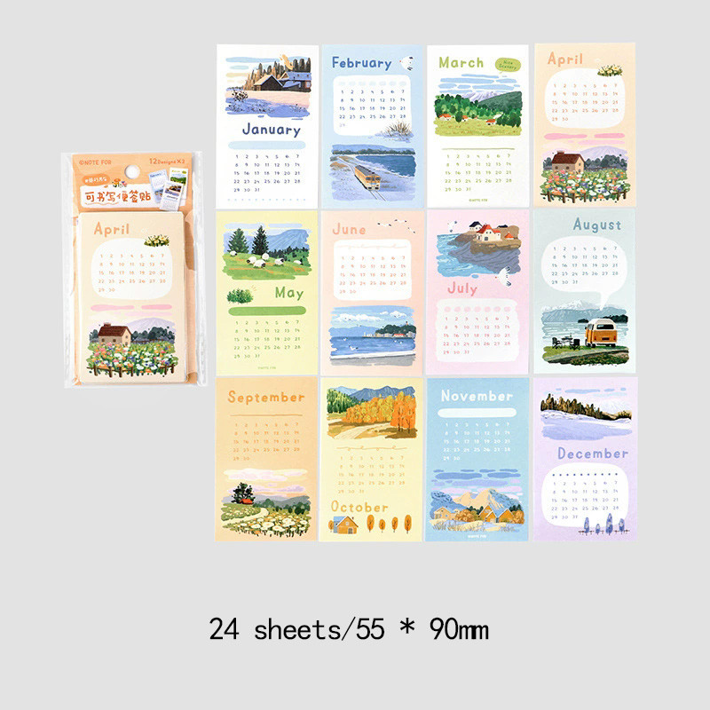 

24Sheets/Pack Literary Travel Series Sticky Notes Supply Vocabulary Writing Pads Planner Reciting