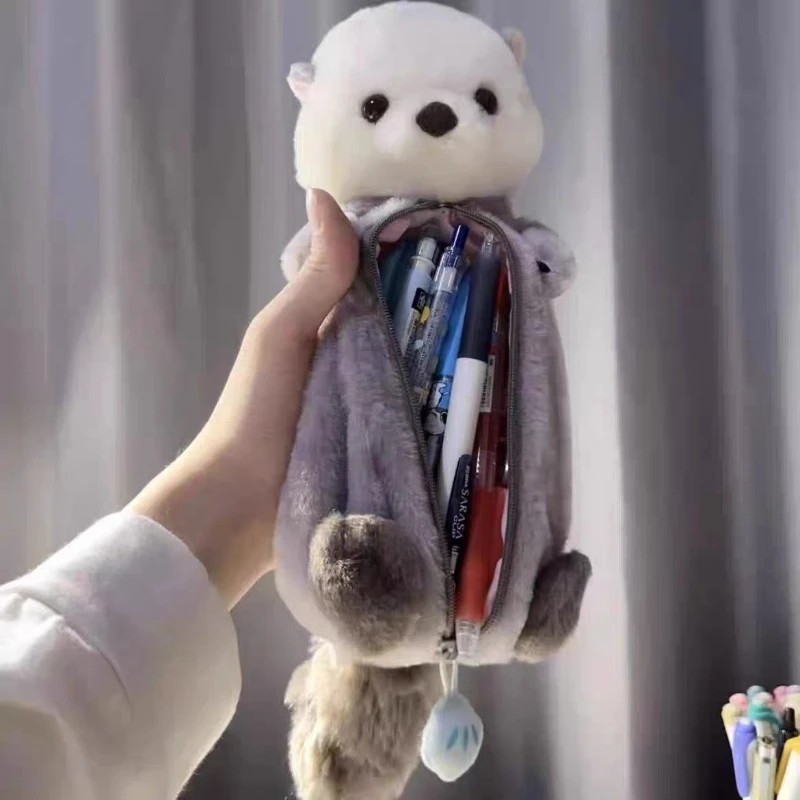 

1 Pcs Creative Sea Otter Plush Doll Pencil Case Ins High-Attractive Pen Holder Cute Pencil Pouch Bag