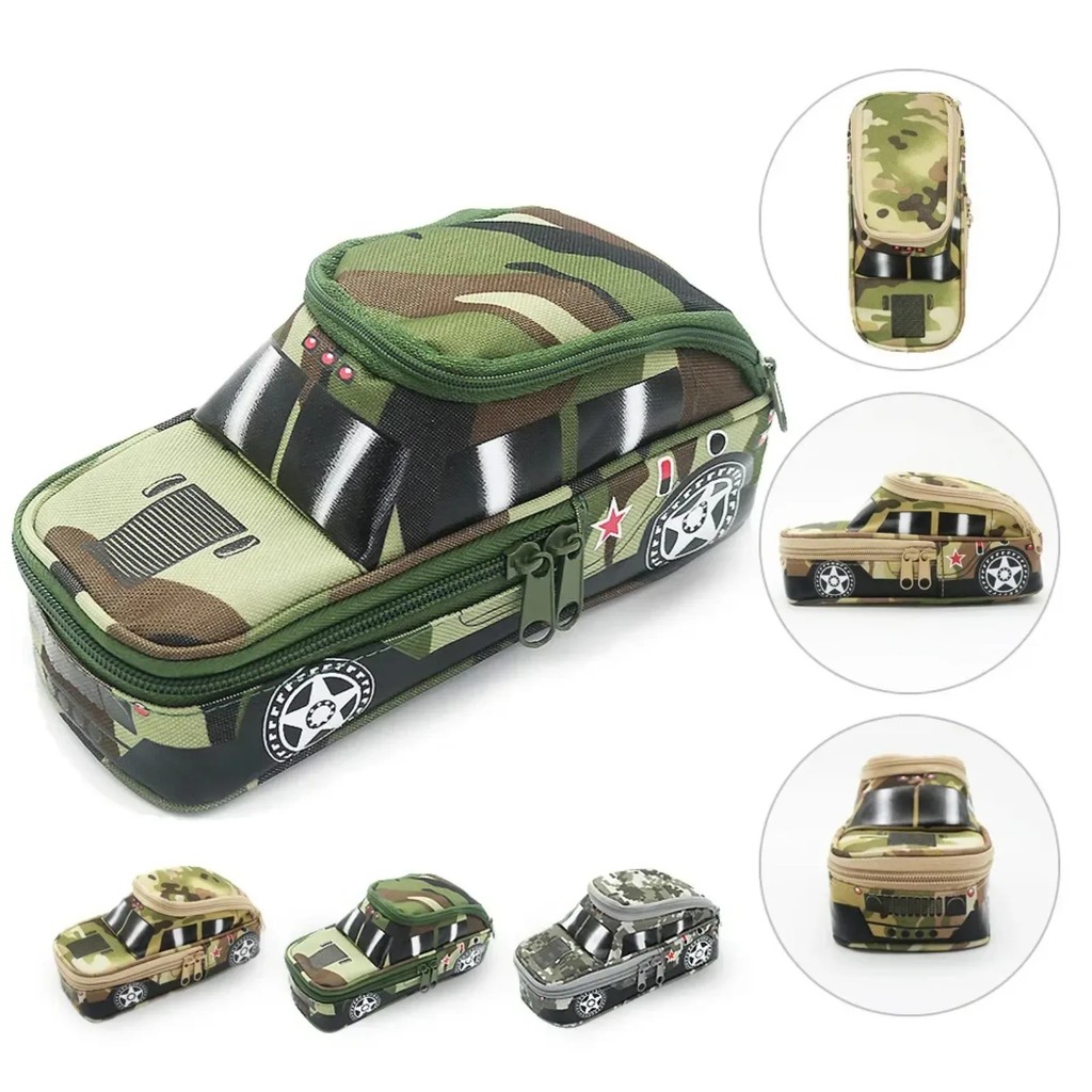 

Camouflage Off-Road Vehicle Pencil Case Pouch Bag For Boys Children Double Zipper School Pencil Box
