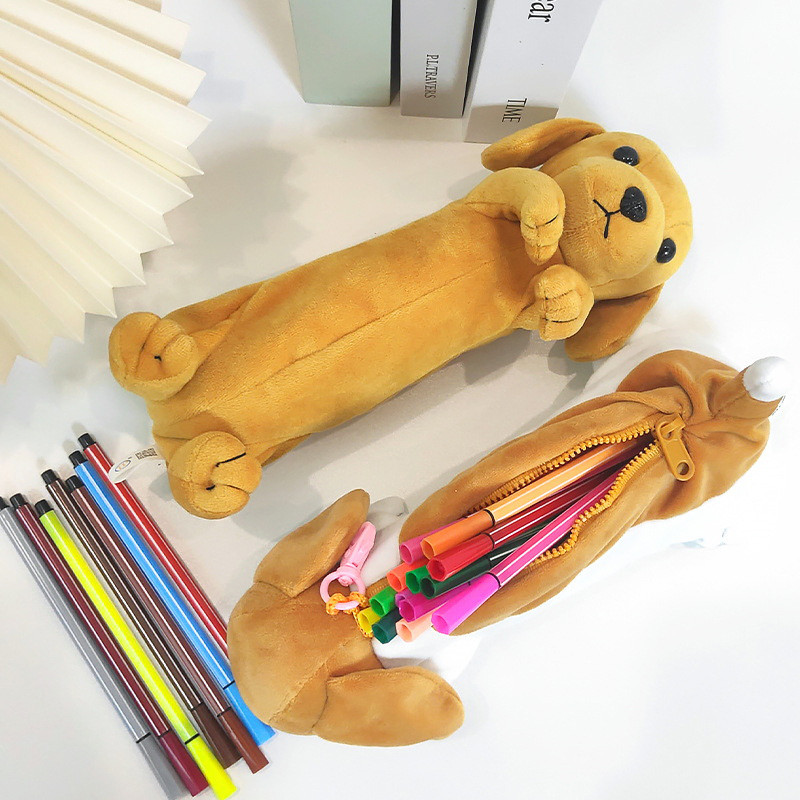 

Cartoon Plush Pencil Case Kawaii Plush Dog Puppy School Office Supplies Pencil Bags For Kids