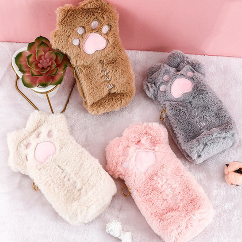 

Kawaii Pencil Case For Girls Boys Large Capacity Plush Cat Paw Pencil Case Washable Pen Cosmetic Bag