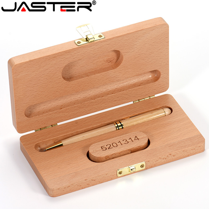 

Jaster Beech Ballpoint Pen Case+ Usb Flash Drive 4Gb 8Gb 16Gb 32Gb 64Gb Usb Pendrive Exquisite Gift