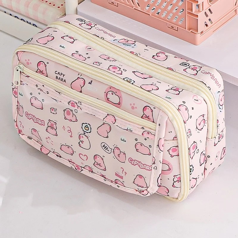 

1 Piece Cute Capybara Pencil Case For Student Cartoon Anime Cat Paw Creative Pencil Bag High
