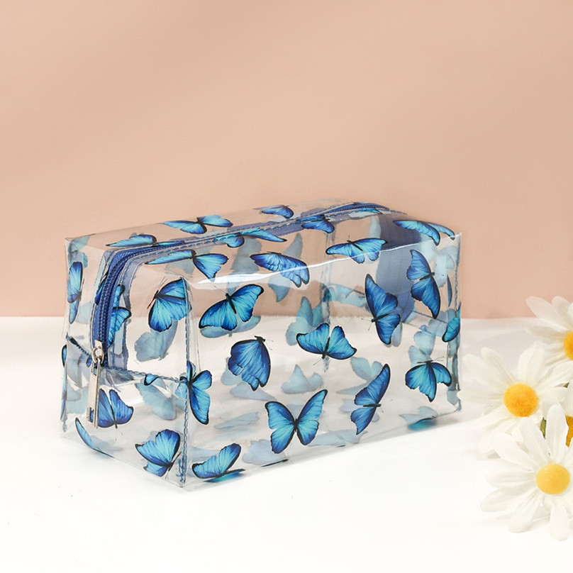

Butterfly Transparent Pencil Case Stationery Trousse Large Capacity Pen Case Make Up Bag Estuche