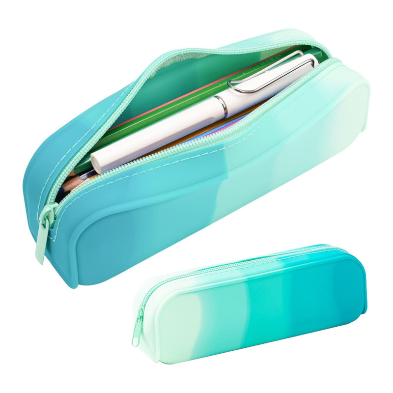 

Soft Silicone Pencil Case Creative Gradient Color Pen Bag Waterproof Large Storage Bag For School
