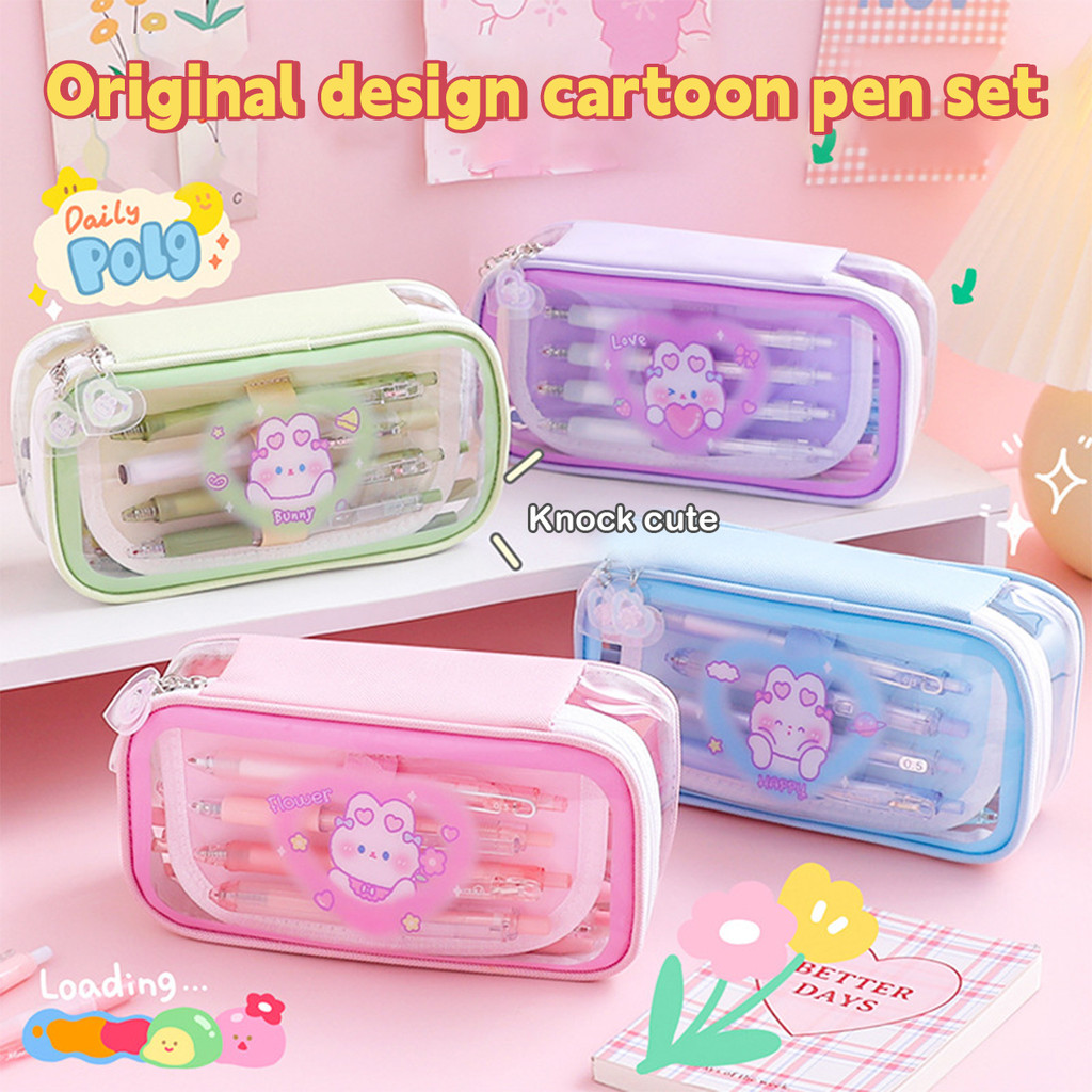 

Large Capacity Pencil Case Transparent Organizer Pen Box Korean Pouch For Girls Kawaii Stationery
