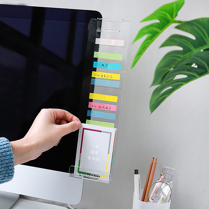 

Acrylic Monitor Memo Board Transparent Name Card Phone Holder Message Note Sticky Notes Desktop