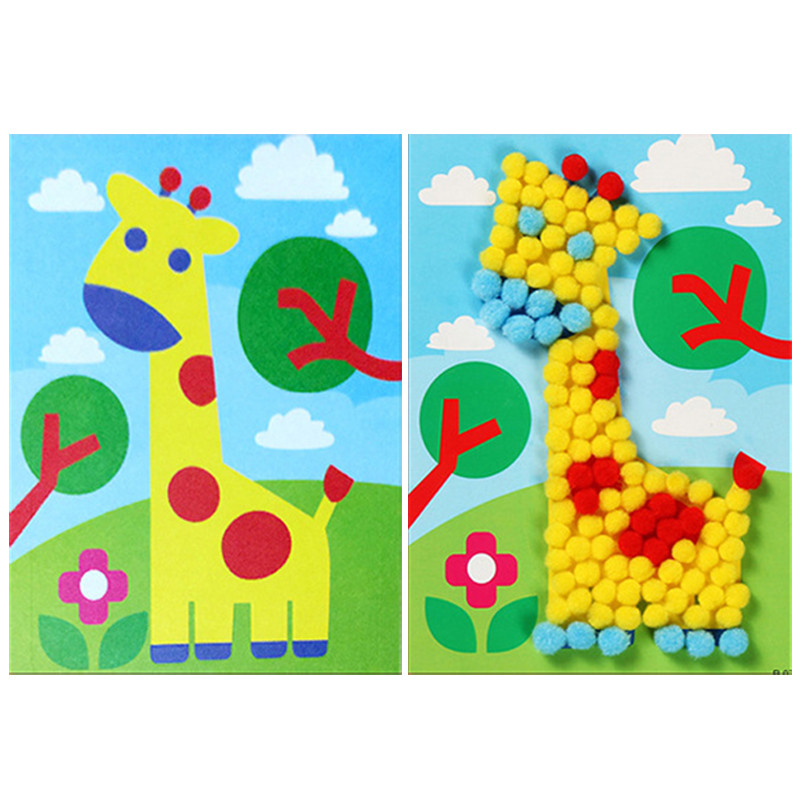 

Button/Pompom/Diamond Stickers Children Diy Toys Puzzle Early Education Kids Handmade Creative