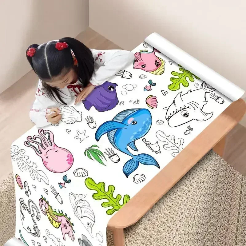 

Hot Kids Drawing Toys Sticky Coloring Roll Paper Diy Graffiti Scroll Color Filling Paper Painting