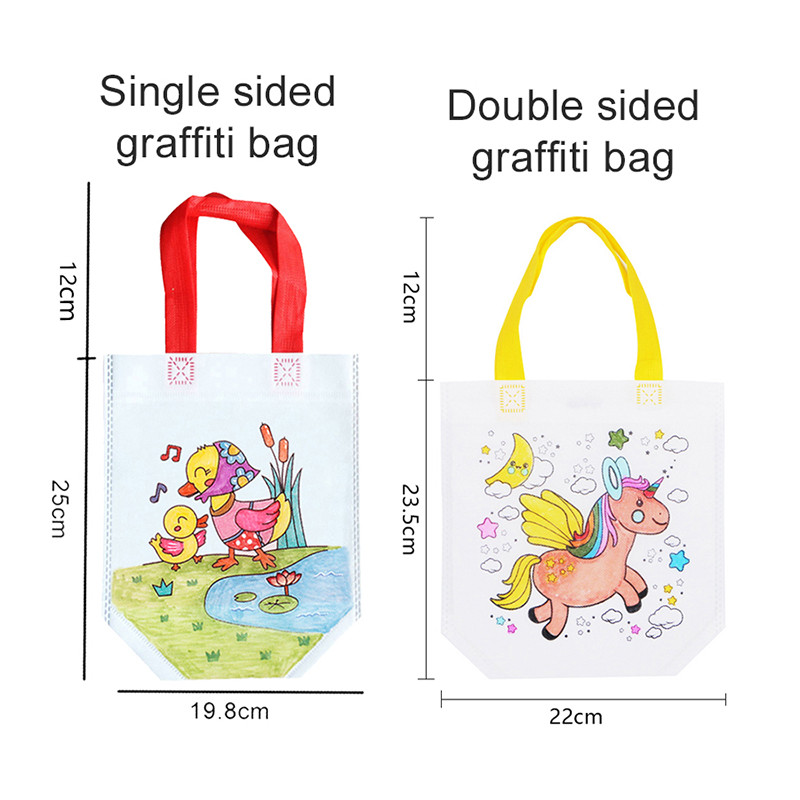 

Diy Colored Graffiti Bags Crayons Painting Handbag Non-Woven Children Drawing Toys Color Cognition
