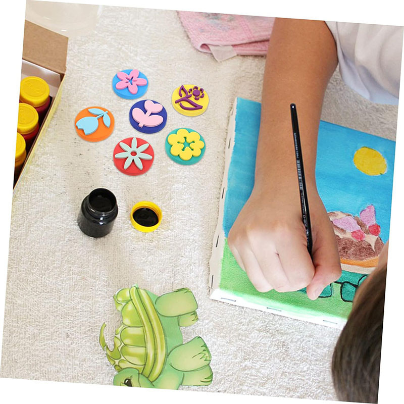 

6Pcs/Bag Foam Stamps For Painting Cute Animal Smile Face Paint Sponge Seals Art Craft Drawing Tools