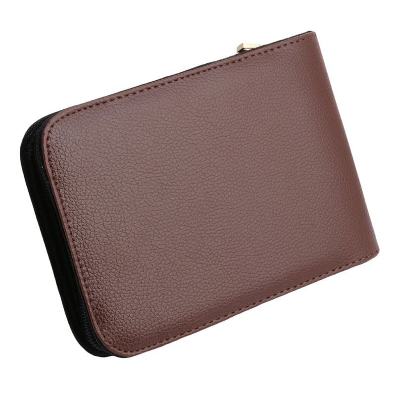 

12 Pens Fountain Pen/Roller Pen Faux Leather Zipper For Case Holder New