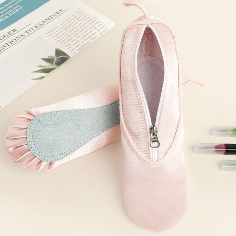 

Large Capacity Ballet Shoes Pencil Case Cute Design Creative Satin Stationery Bag Funny Kawaii